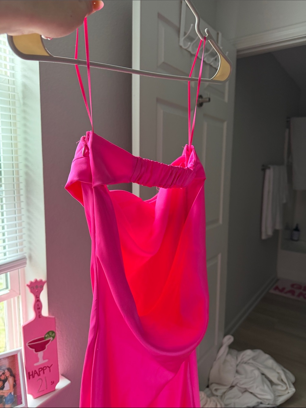 Elegant Strapless Slip Dress — Hot Pink - Picture 7 of 9
